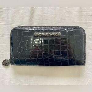 Brighton Heritage Collection Large Croc Embossed Wallet Black